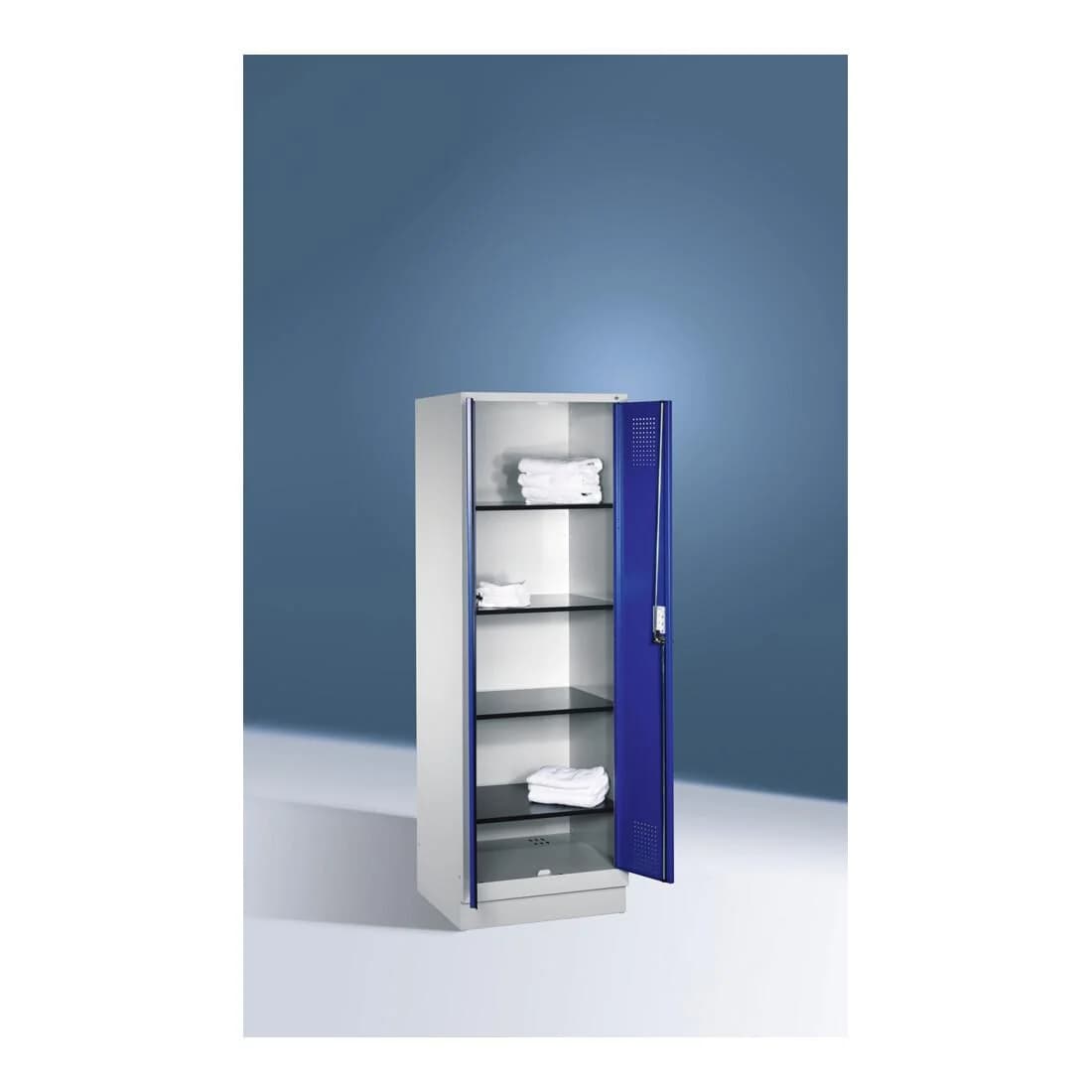 C+P Wäsche-Spind Evolo Stahl Garderobenschrank Enzianblau Lichtgrau