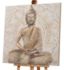 ArtUniverse Leinwandbild Goldener Buddha Handgemalt Bild 1