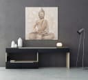ArtUniverse Leinwandbild Goldener Buddha Handgemalt Bild 3