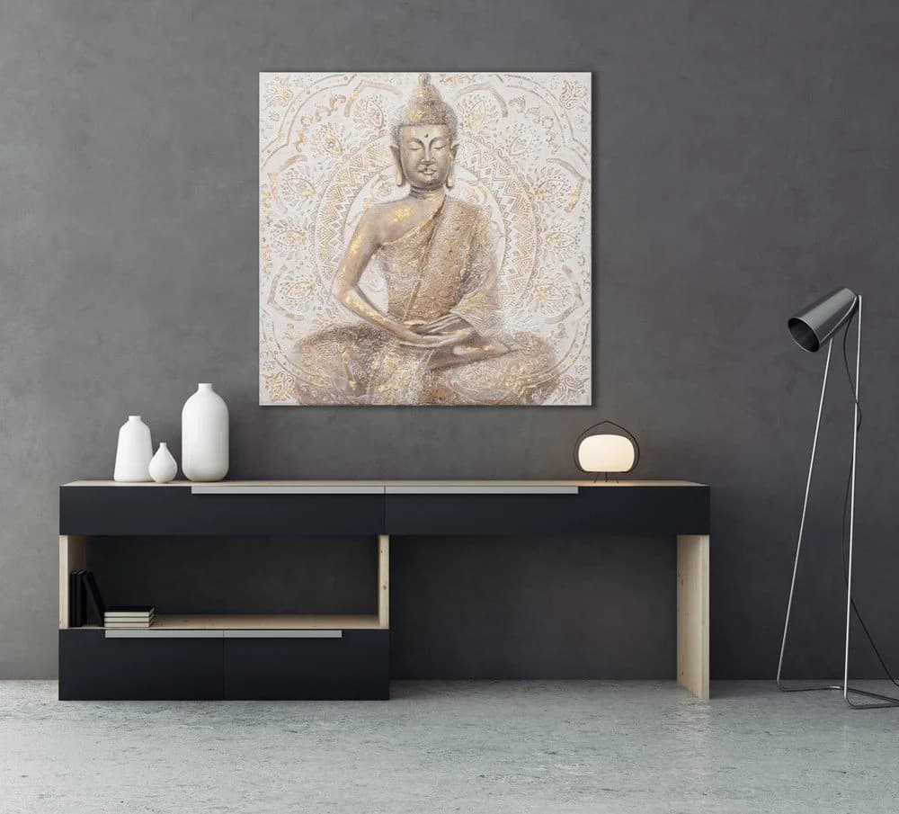ArtUniverse Leinwandbild Goldener Buddha Handgemalt - Bild 3