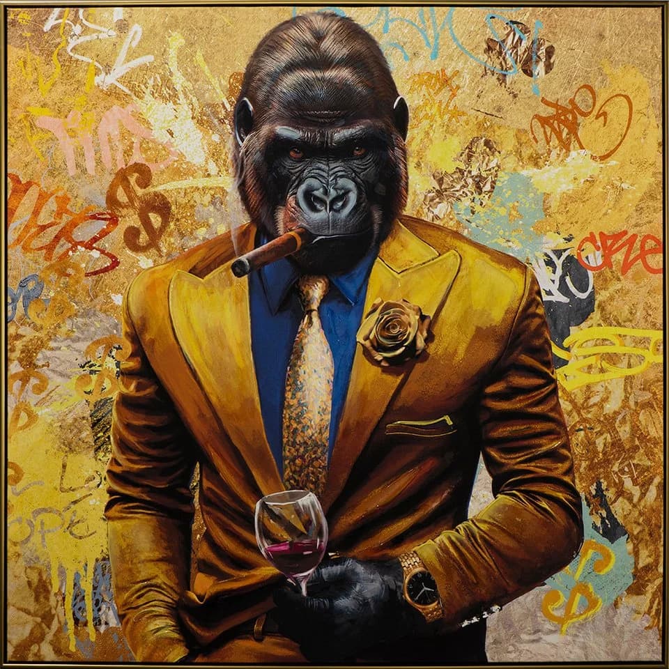 ArtUniverse Gemälde Gentleman Style 102,5x102,5 cm Stylischer Gorilla - Bild 2