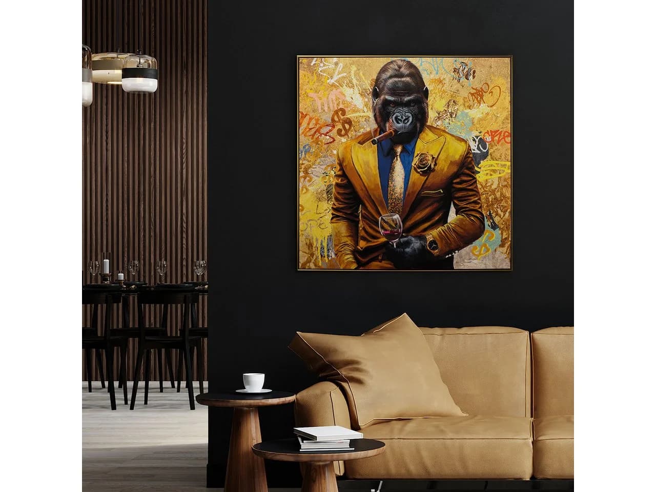 ArtUniverse Gemälde Gentleman Style 102,5x102,5 cm Stylischer Gorilla - Bild 3