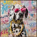 ArtUniverse Leinwandbild Make Your Life Pink Dalmatian! Bunt Bild 2