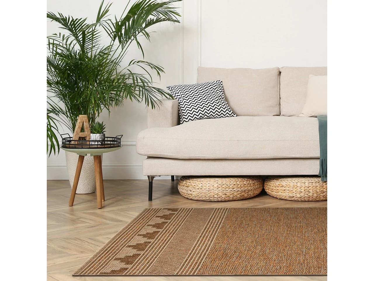 ArtUniverse Outdoorteppich Torino Beige In- & Outdoor Hochflor