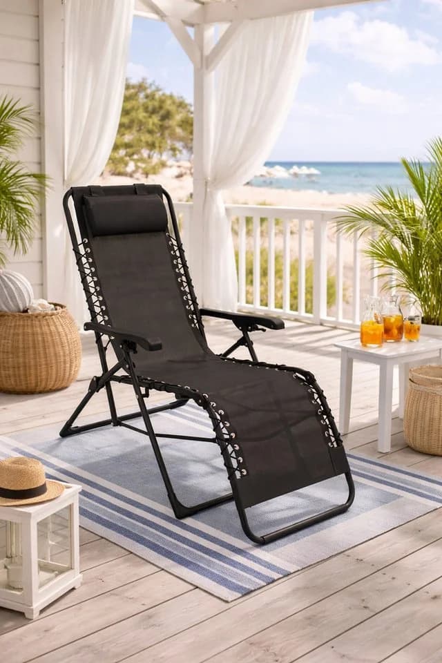DEGAMO Relaxsessel NIZZA Schwarz Stufenlos Verstellbar Klappbar - Bild 2