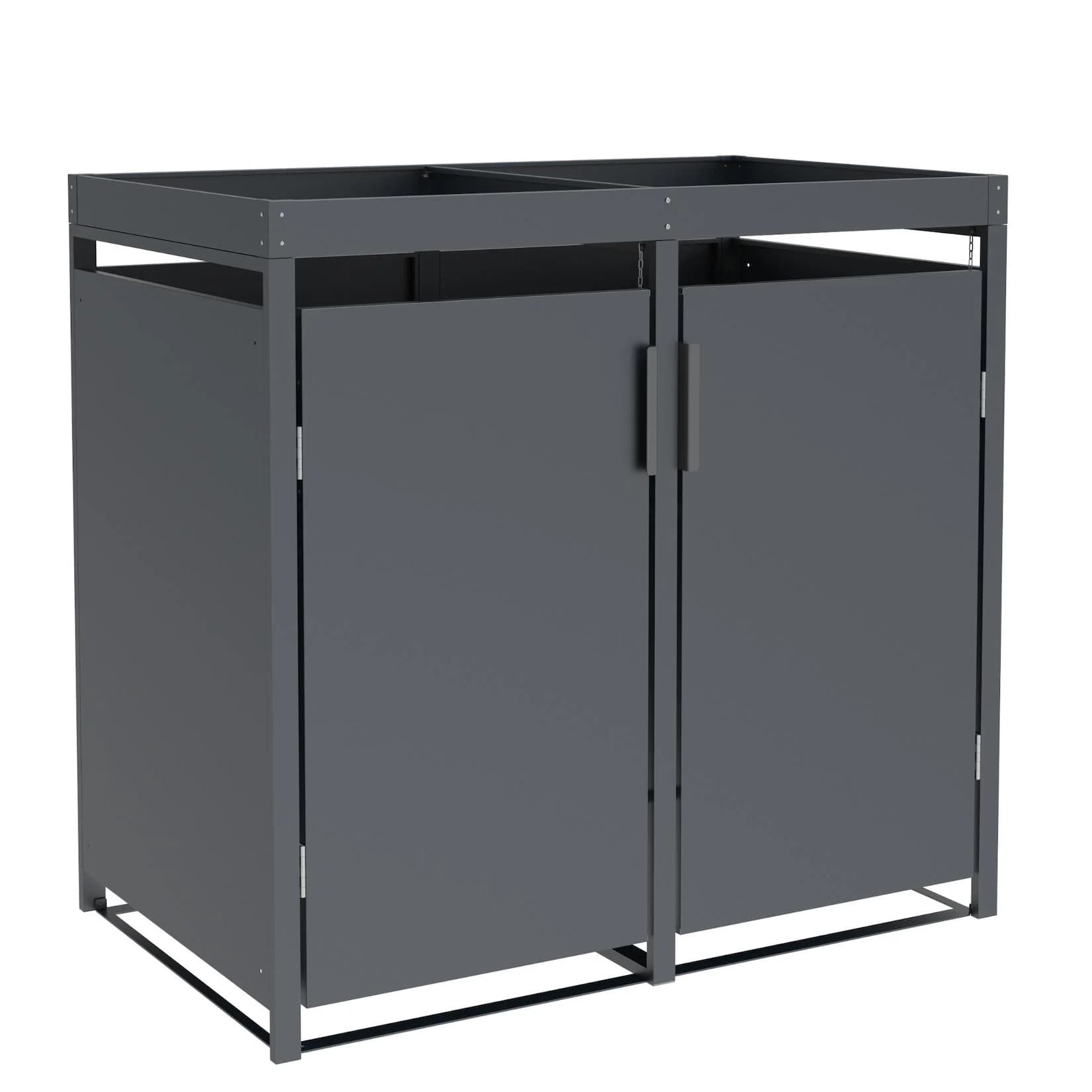 DEGAMO Mülltonnenbox ULM 132x80x124cm mit Pflanzkasten, für 2x Tonnen 120 und 240 Liter, Stahl anthrazit