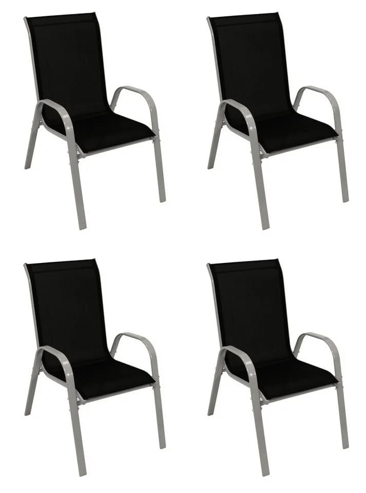 DEGAMO Stapelsessel PALAMOS 4-teilig Metall Schwarz - Bild 3