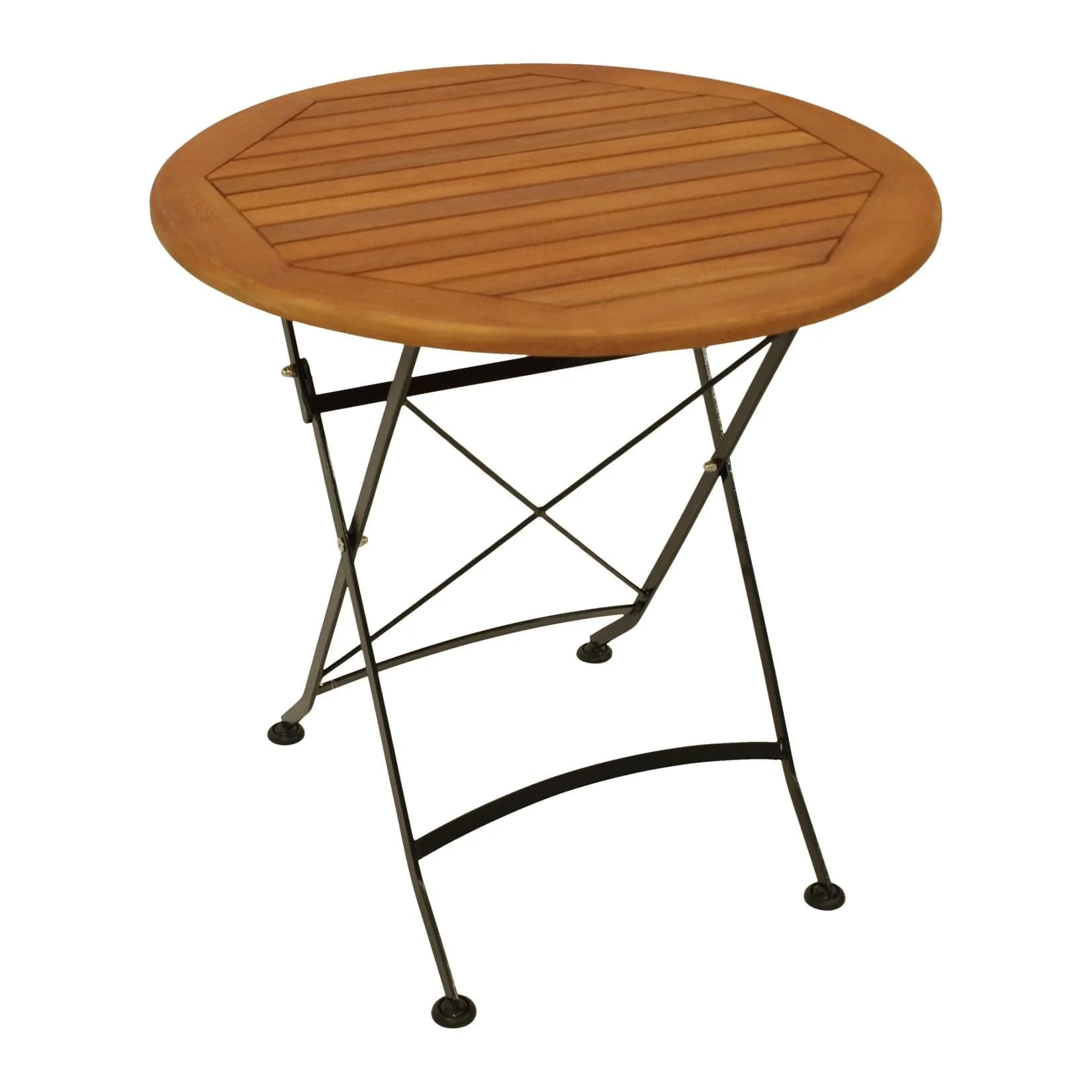 DEGAMO Klapptisch HOFGARTEN 75cm rund Flachstahl schwarz Eukalyptus FSC®-zertifiziert