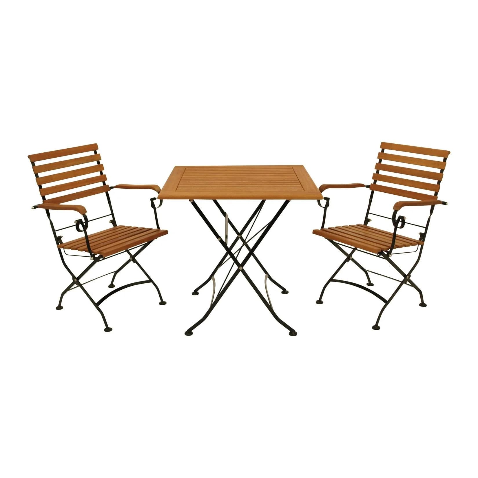 DEGAMO Klappgarnitur HOFGARTEN 3-teilig Schwarz Eukalyptus