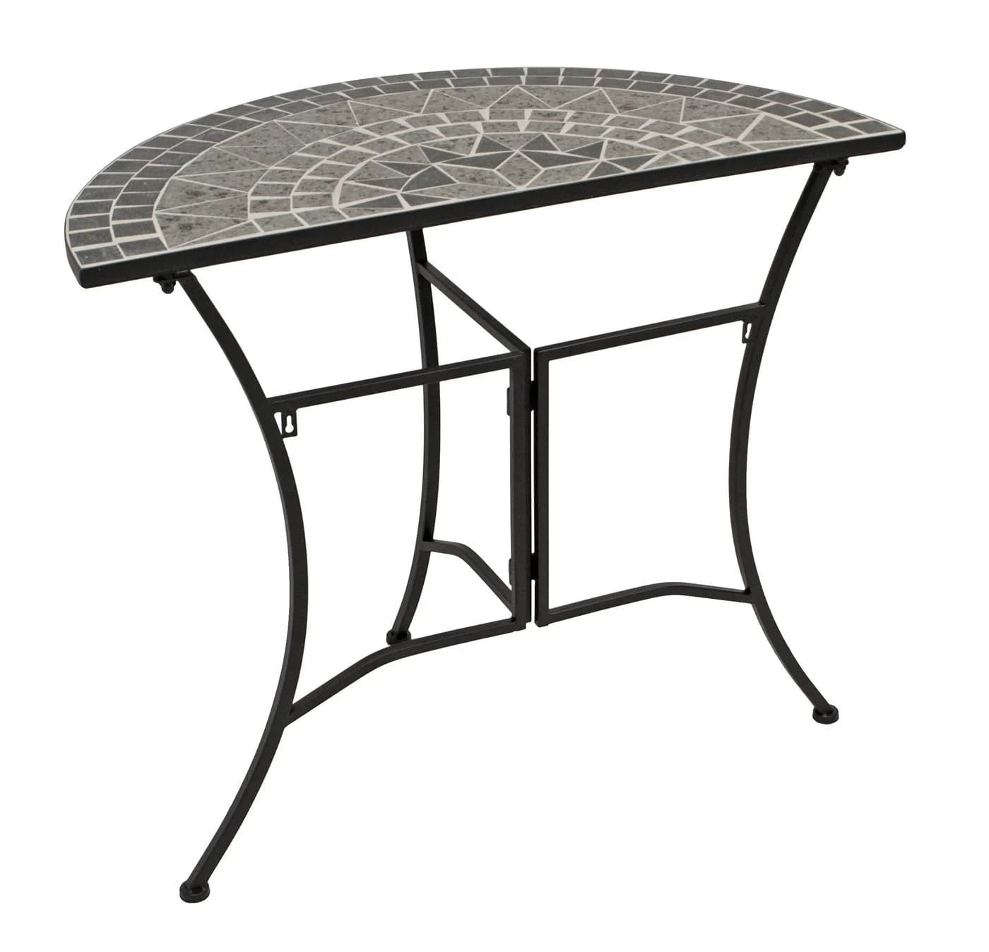 DEGAMO Wandtisch SIENA Halbrund Mosaik Grau Weiss - Bild 2