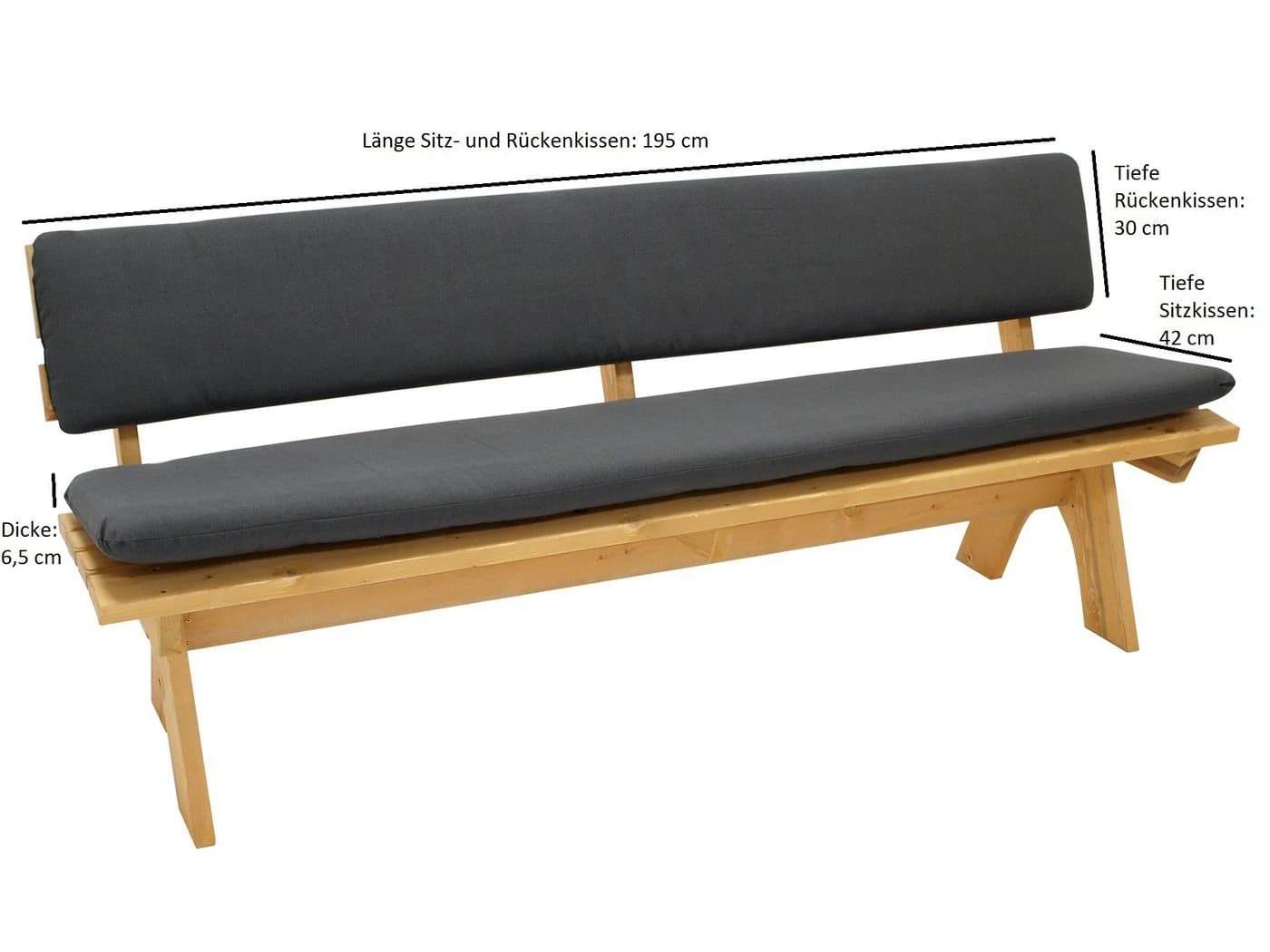 DEGAMO Auflagenset ARIZONA für 4-Sitzer Gartenbank Anthrazit 2-teilig - Bild 4