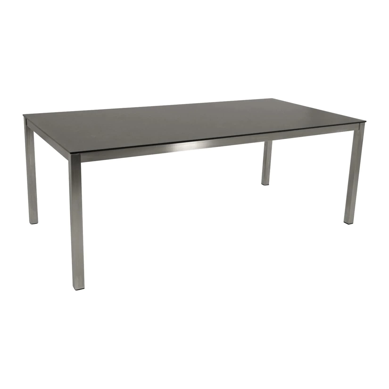 DEGAMO Tisch SYDNEY 200x100cm Edelstahl gebürstet Glas Anthrazit