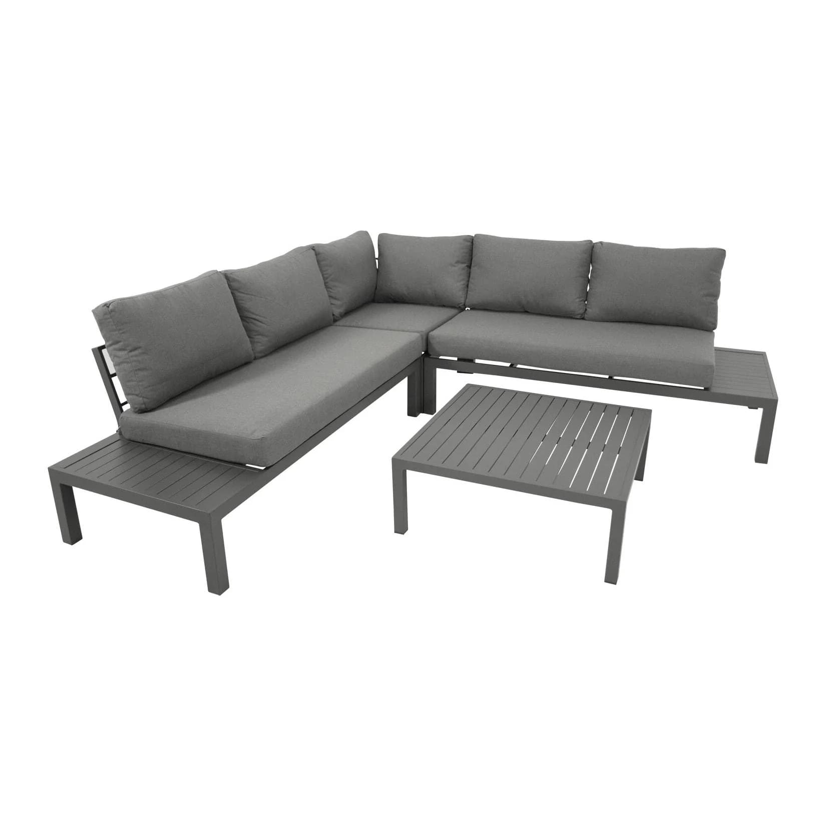 DEGAMO Ecklounge Rovigno Aluminium Anthrazit Polster Grau