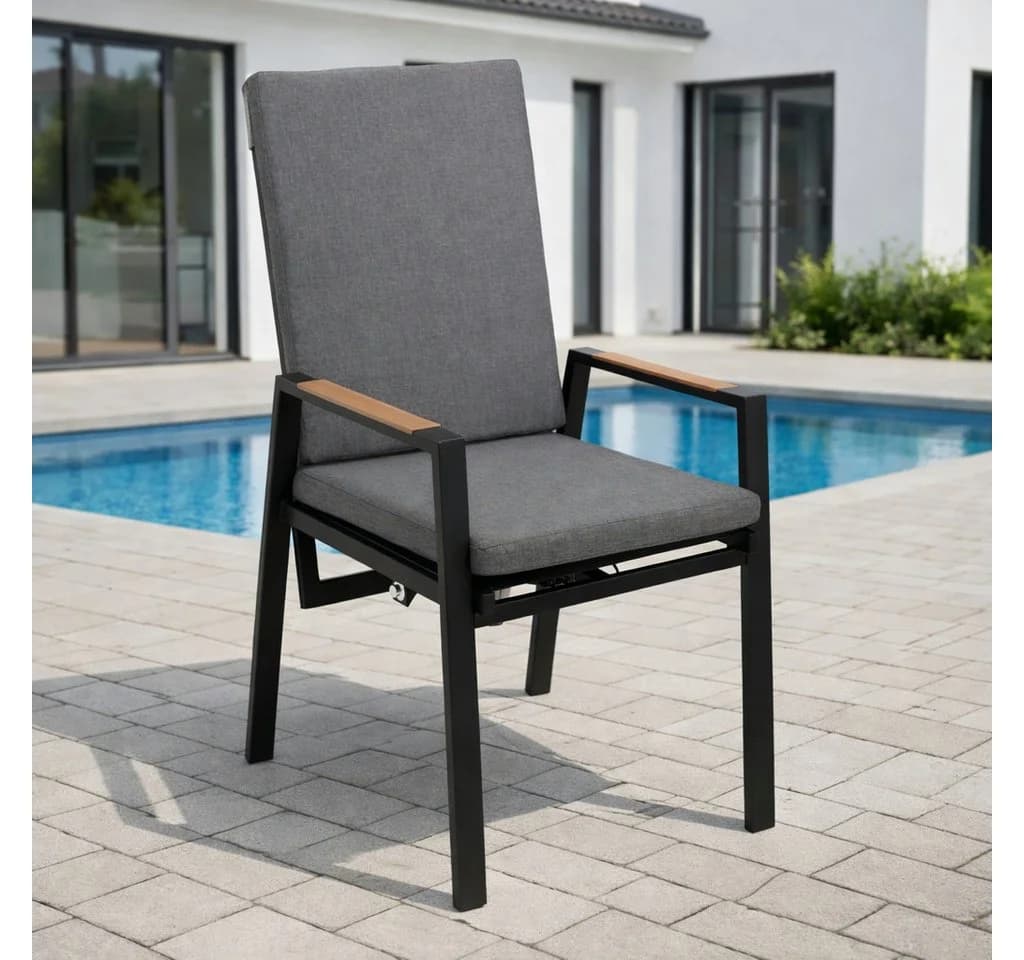 DEGAMO Gartensessel BILBAO Anthrazit Grau verstellbar Aluminium