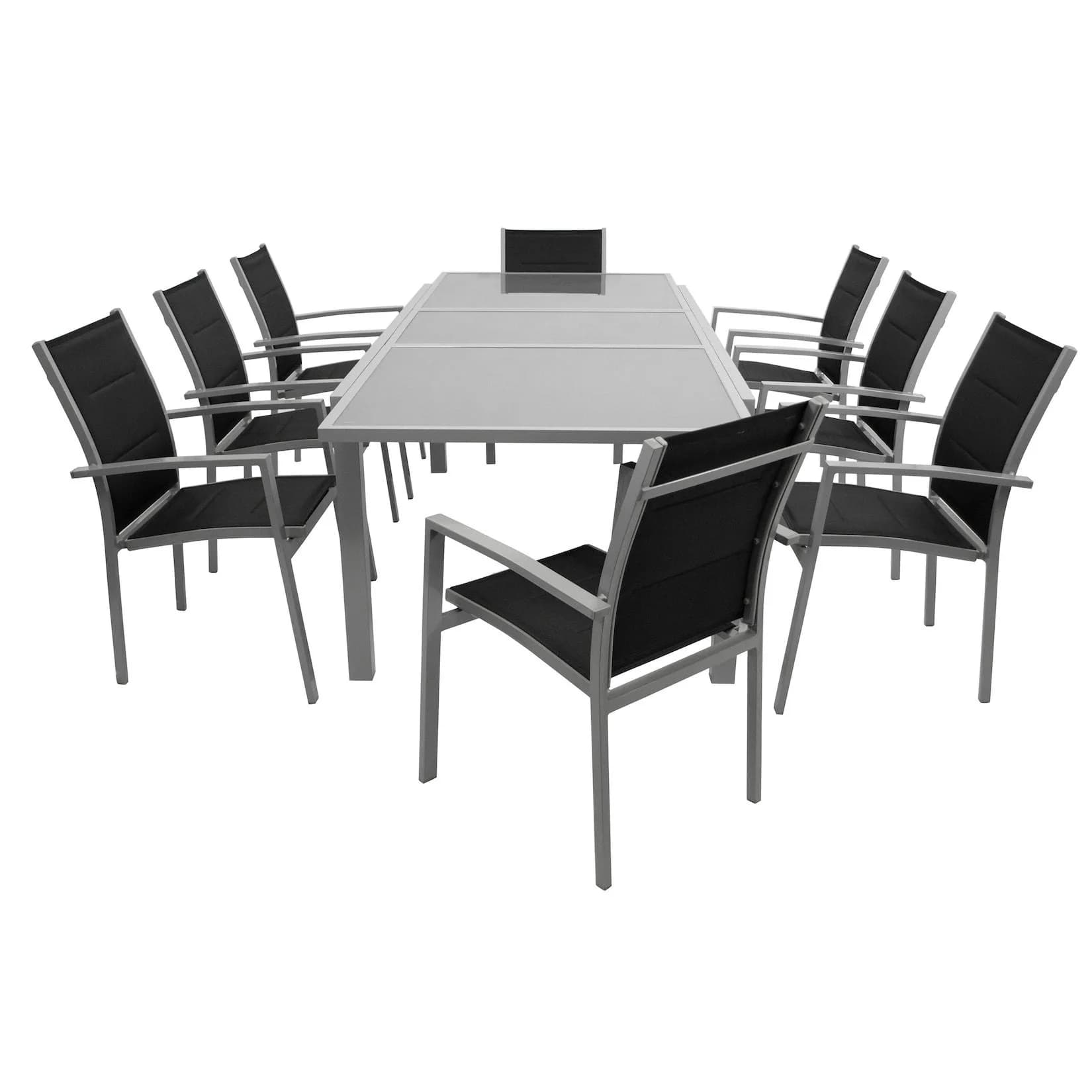 DEGAMO Garnitur PISA 9-teilig Aluminium Silber Schwarz