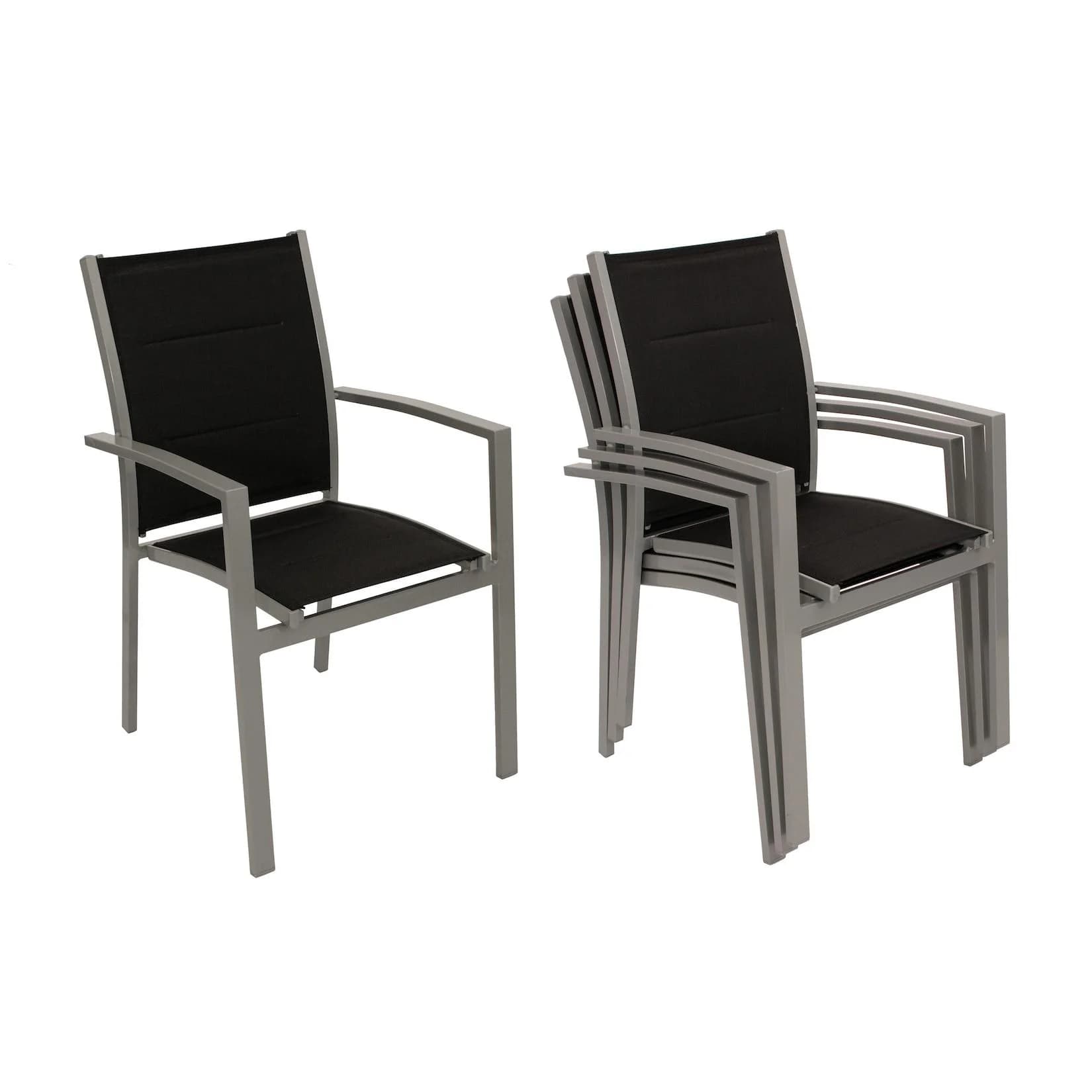 DEGAMO Stapelsessel RIVERA 4-tlg. Schwarz/Silber Aluminium