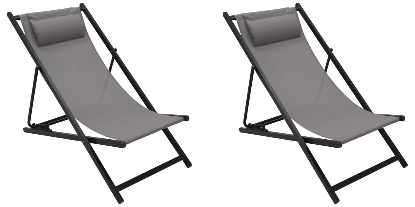 DEGAMO Gartenliege IBIZA 2er Set Aluminium anthrazit grau faltbar - Bild 2