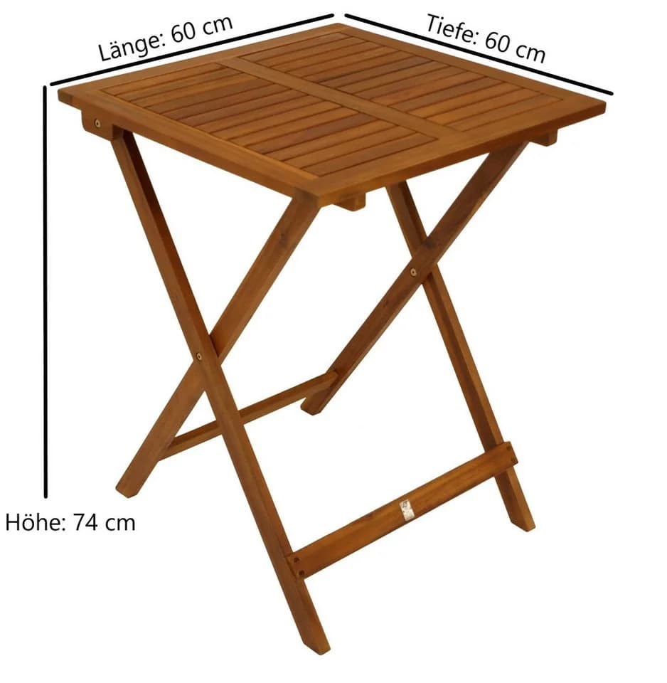 DEGAMO Gartentisch LIMA 60x60cm Akazie geölt klappbar - Bild 5