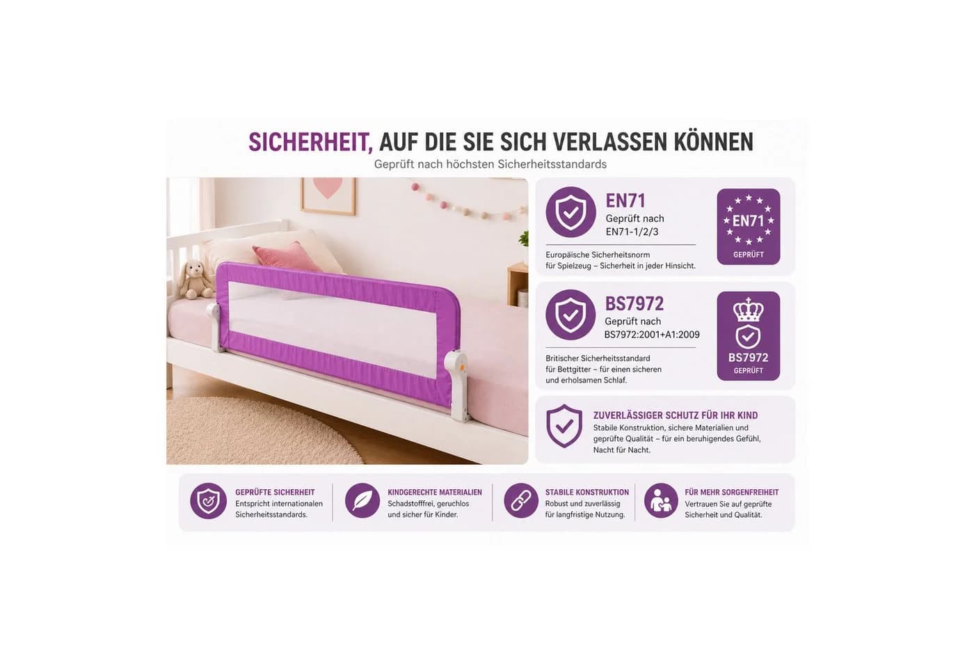 RAMROXX Bettumrandung 150cm Pink Klappbar - Bild 4
