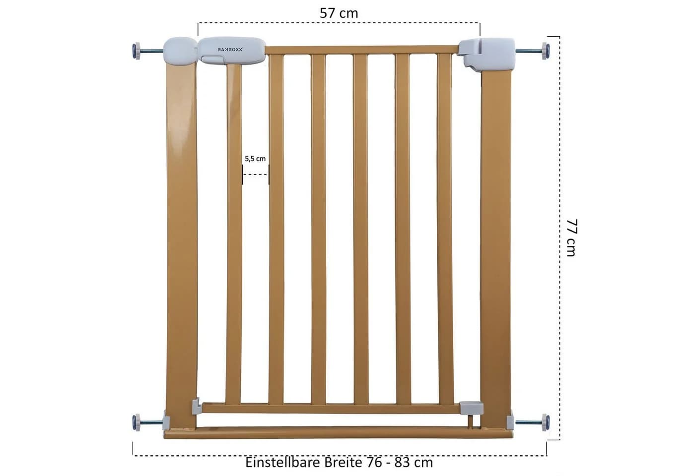 RAMROXX Treppenschutzgitter Beige für 75-85cm Durchgang 77cm Hoch - Bild 3