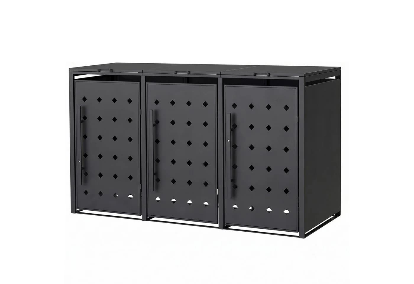 RAMROXX Mülltonnenbox 3er Metall anthrazit Style 4 - Bild 2