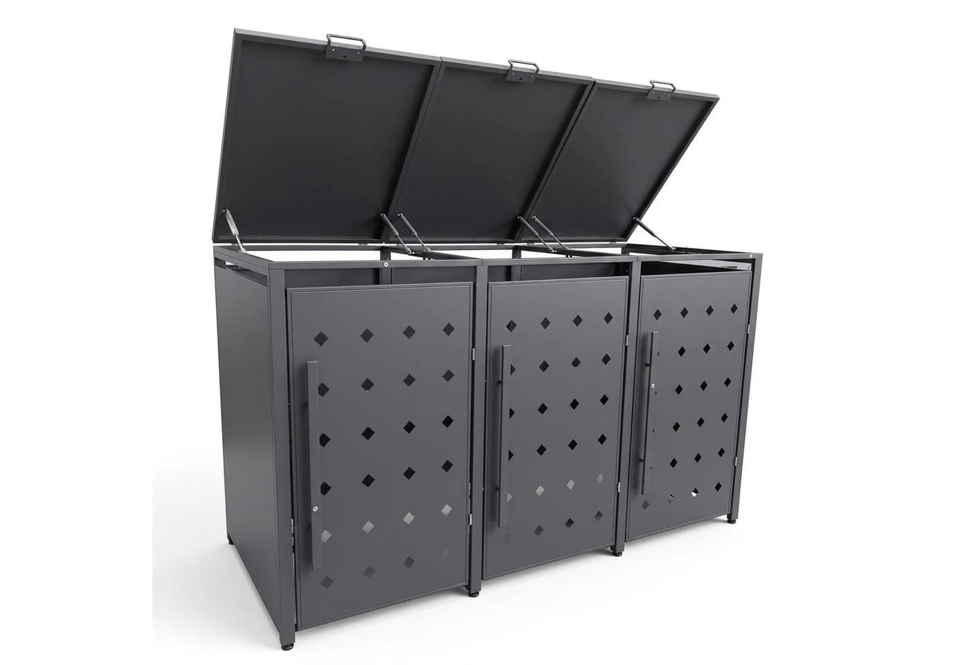 RAMROXX Mülltonnenbox 3er Metall anthrazit Style 4 - Bild 5