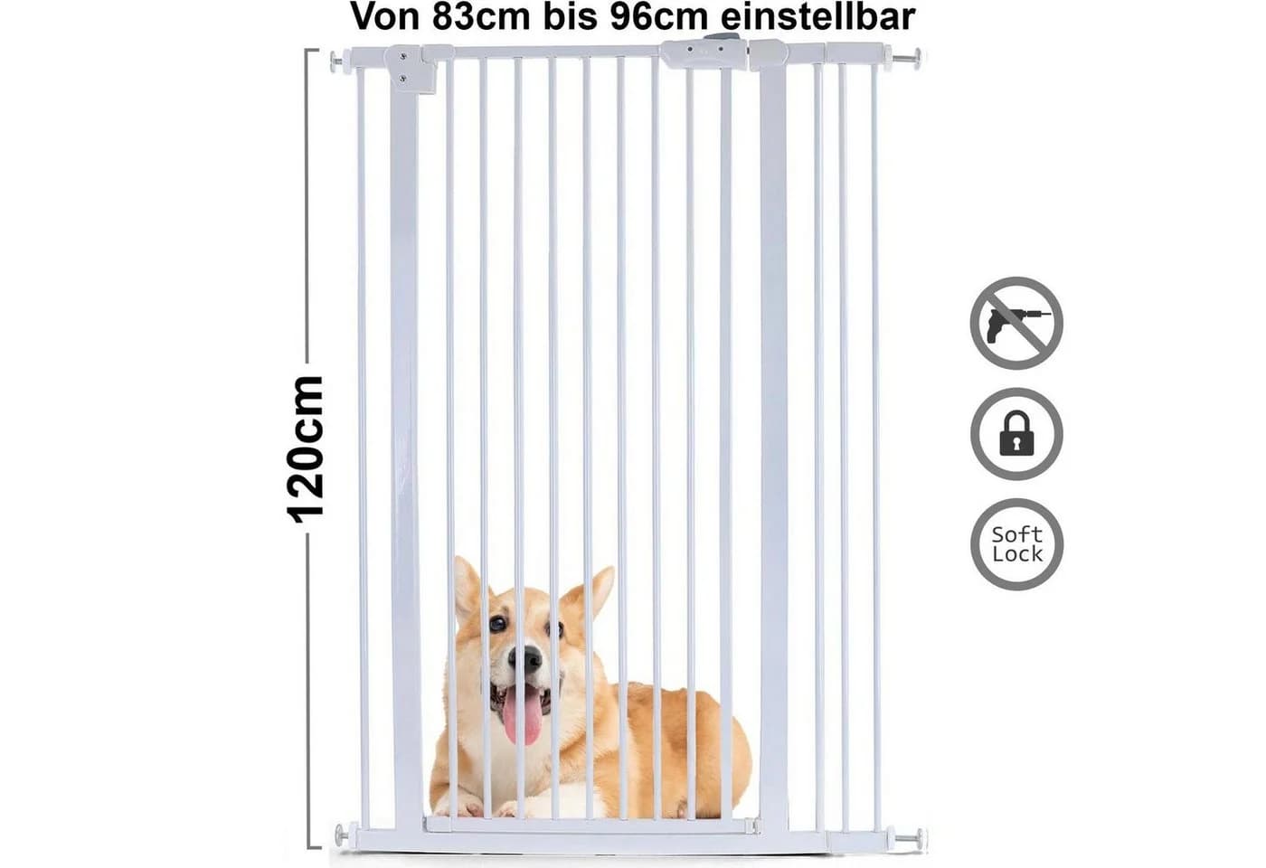 RAMROXX Treppenschutzgitter Metall Weiß Verstellbar - Bild 2