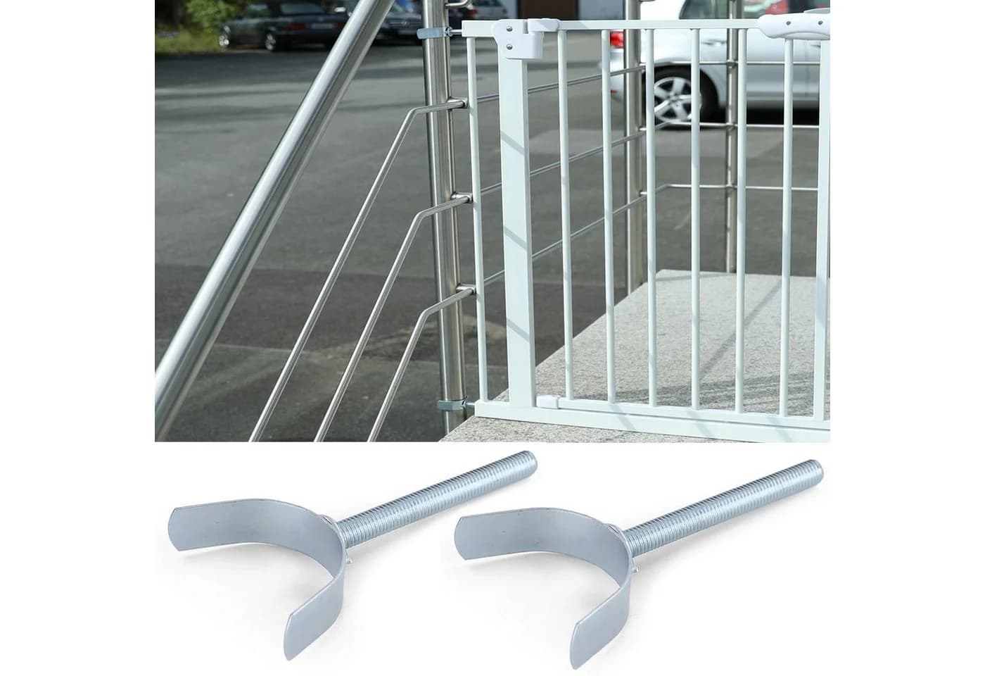 RAMROXX Treppenschutzgitter Weiß Metall ohne Bohren - Bild 3