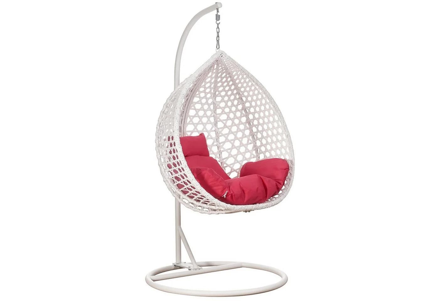 RAMROXX Hängesessel XXL Rattan Korb Weiss mit Relaxkissen Pink - Bild 2