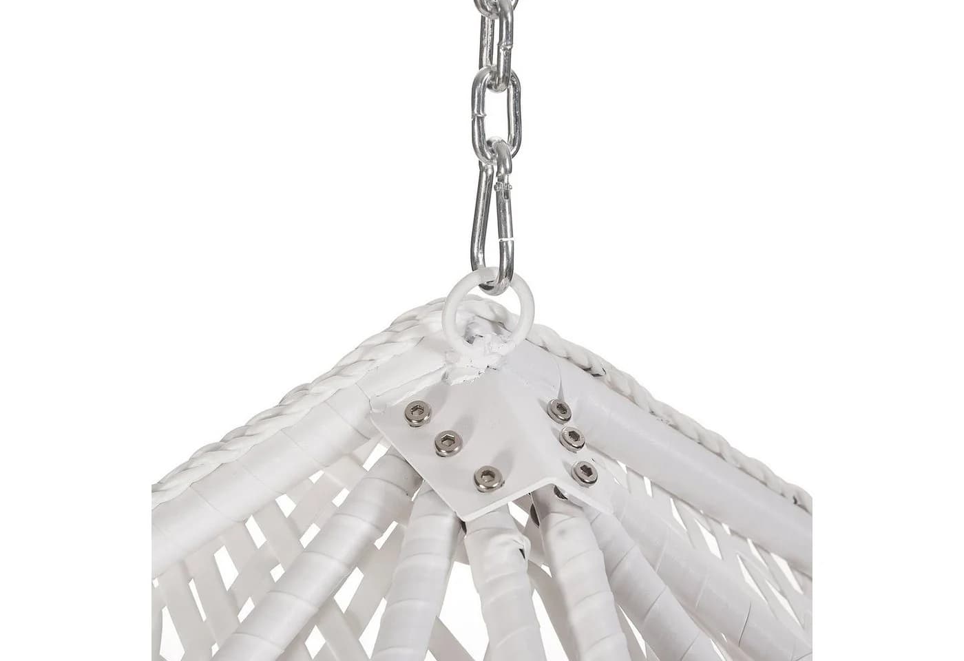 RAMROXX Hängesessel XXL Rattan Korb Weiss mit Relaxkissen Pink - Bild 4