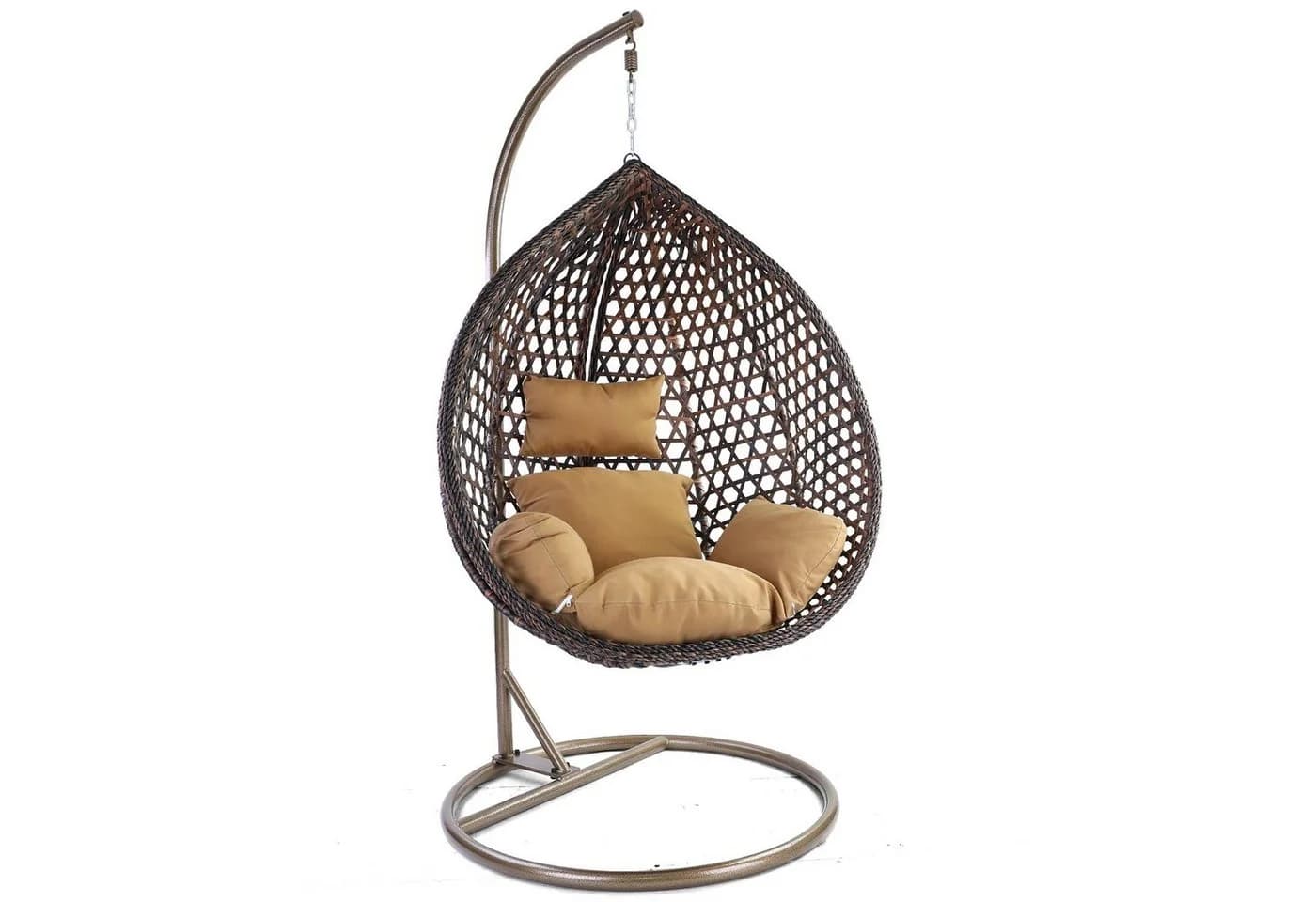 RAMROXX Hängesessel Luxus Style XXL Korb Dunkelbraun Gestell Braun mit Kissen - Bild 2