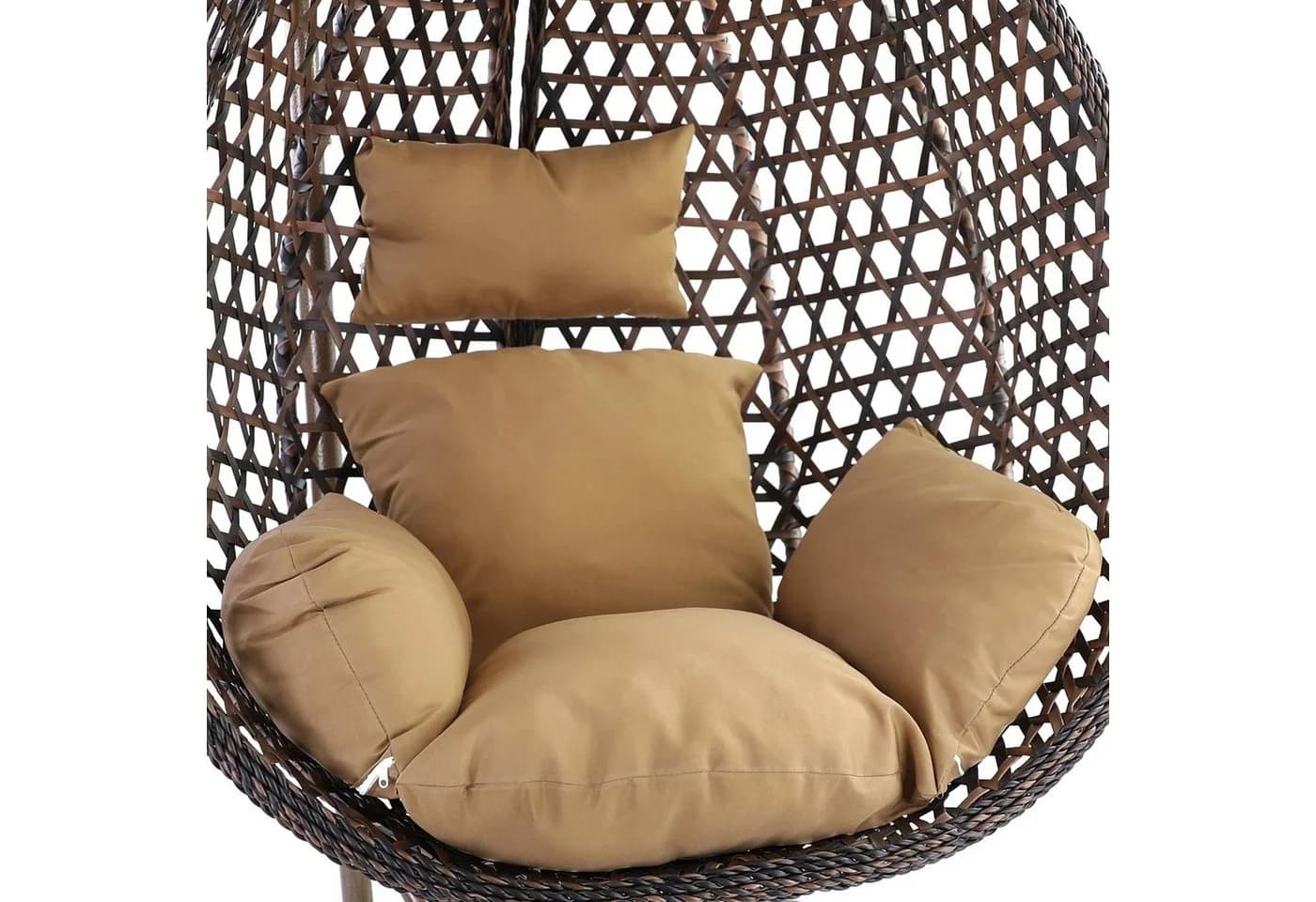 RAMROXX Hängesessel Luxus Style XXL Korb Dunkelbraun Gestell Braun mit Kissen - Bild 3