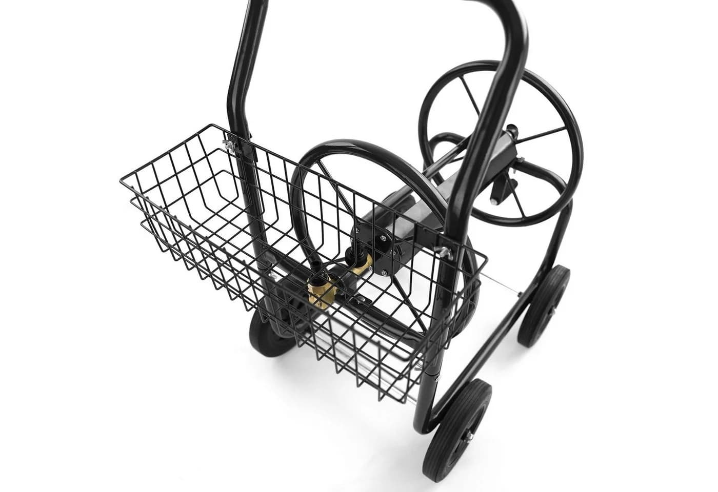 RAMROXX Schlauchwagen Grün mit Ablagekorb bis 60m Gartenschlauch - Bild 5
