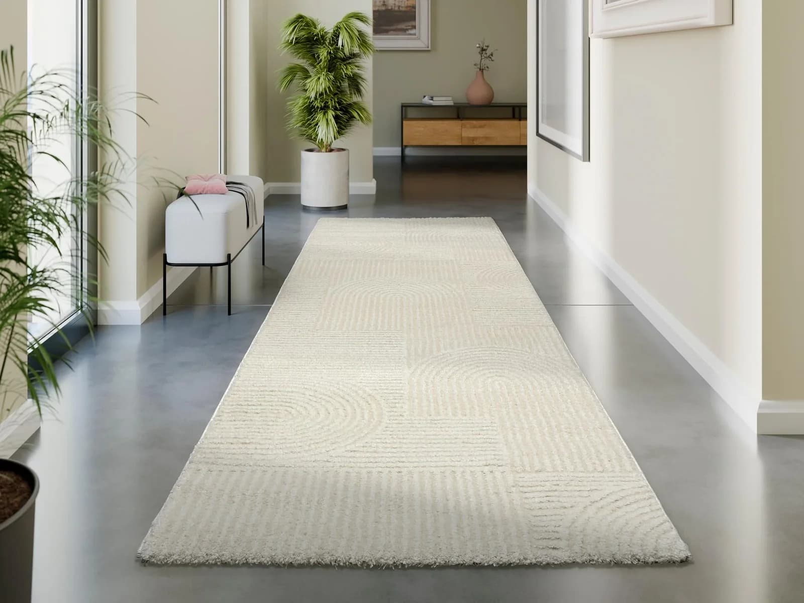 OCI Designteppich LIV ATMOS Weiß Hellcreme Hochflor
