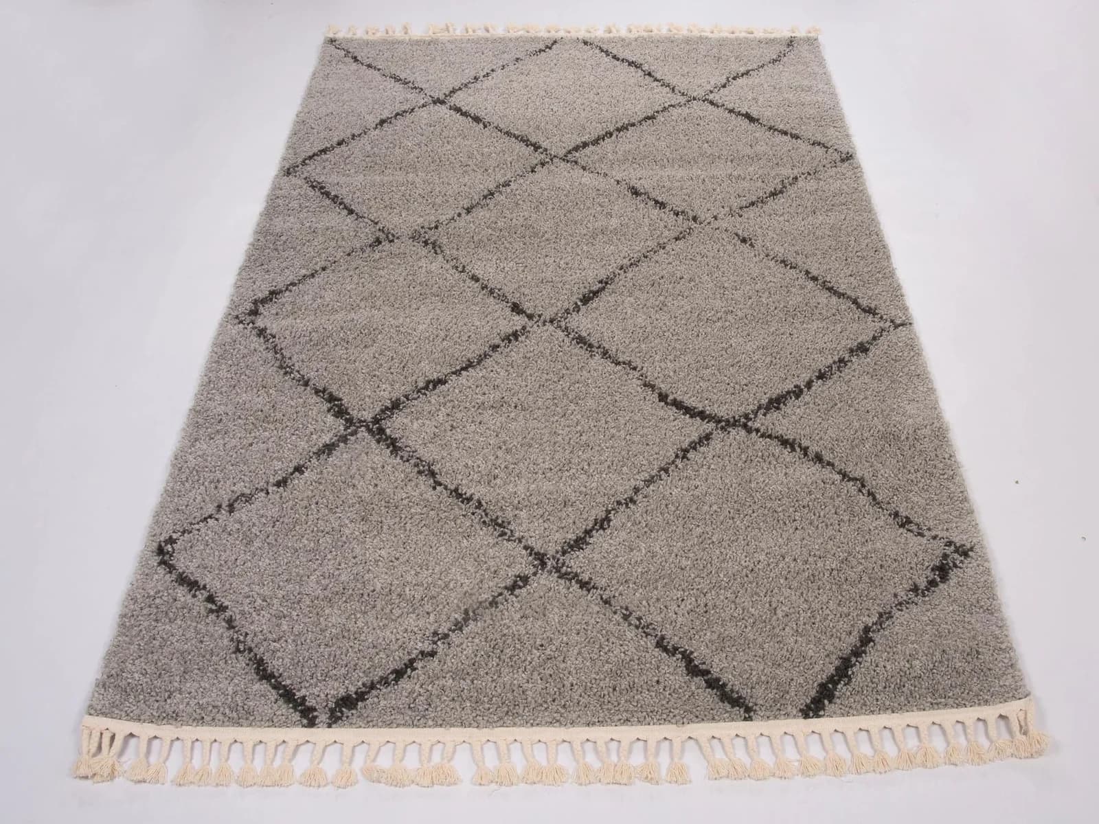 Hochflor-Teppich Donna Grau/Schwarz Kunstfaser