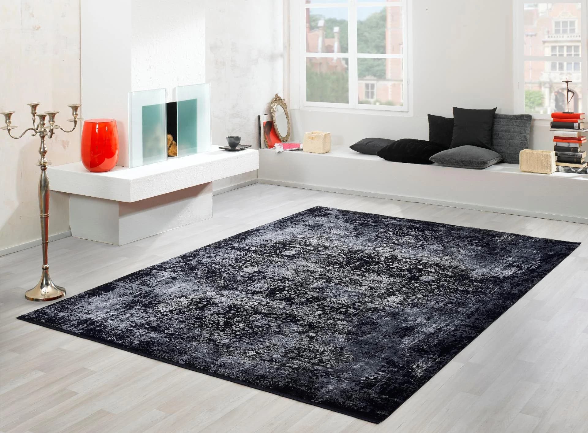 OCI Teppich Bestseller Magic Schwarz Grau Vintage Viskose