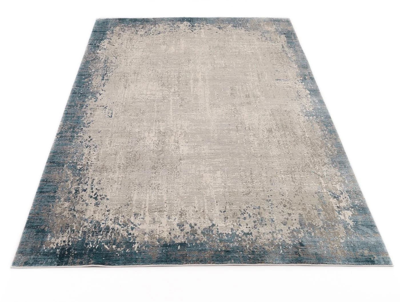 WK WOHNEN Teppich BORDER türkis 120x180 cm Viskose Polyacryl