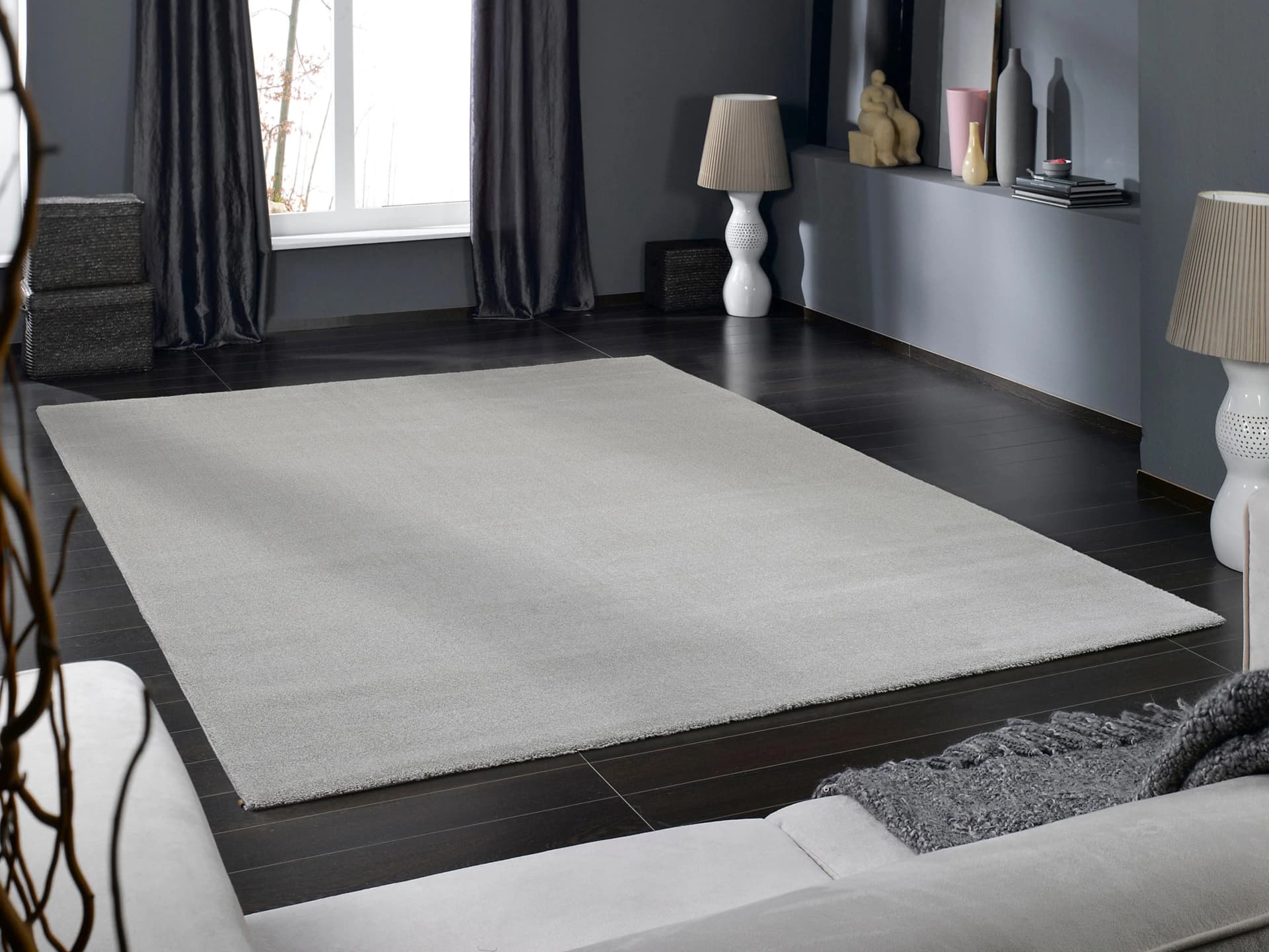 OCI Teppich MELIRA Silber Grau 200x250cm Polypropylen Kurzflor