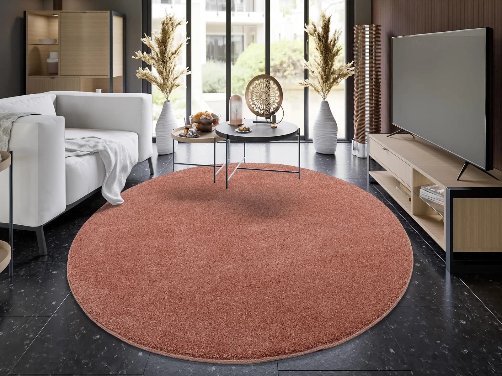 OCI Teppich NEW VILLA MELANGE Rund Orange Polypropylen