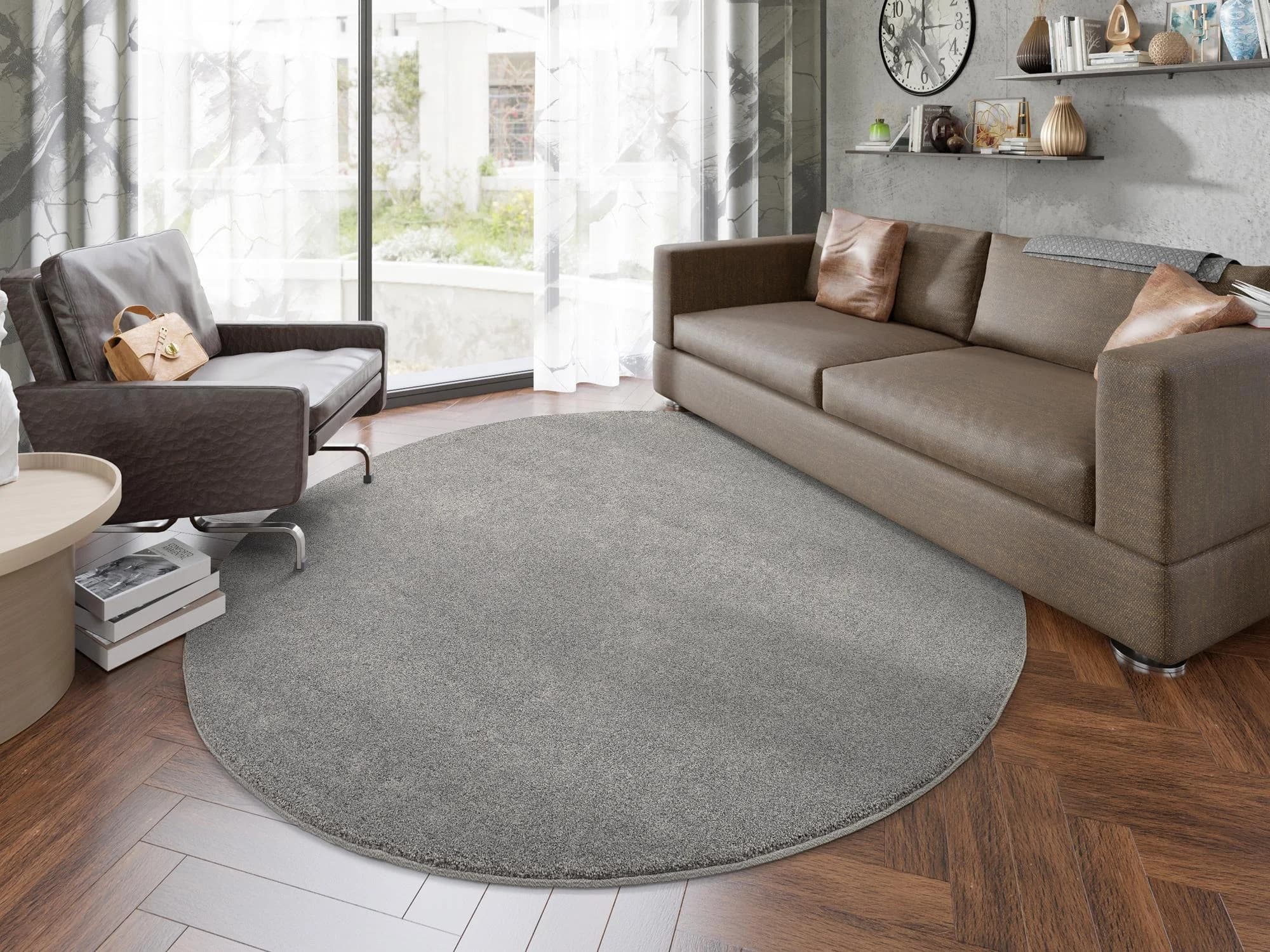 OCI Teppich NEW VILLA MELANGE Grau Meliert Rund 240cm Polypropylen
