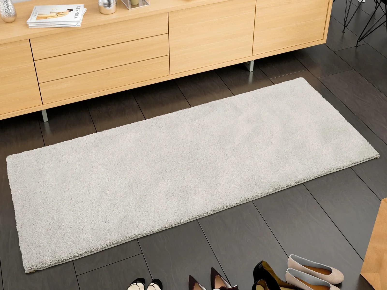 OCI NEW VILLA MELANGE Teppich Weiß Beige Grau Shaggy Läufer