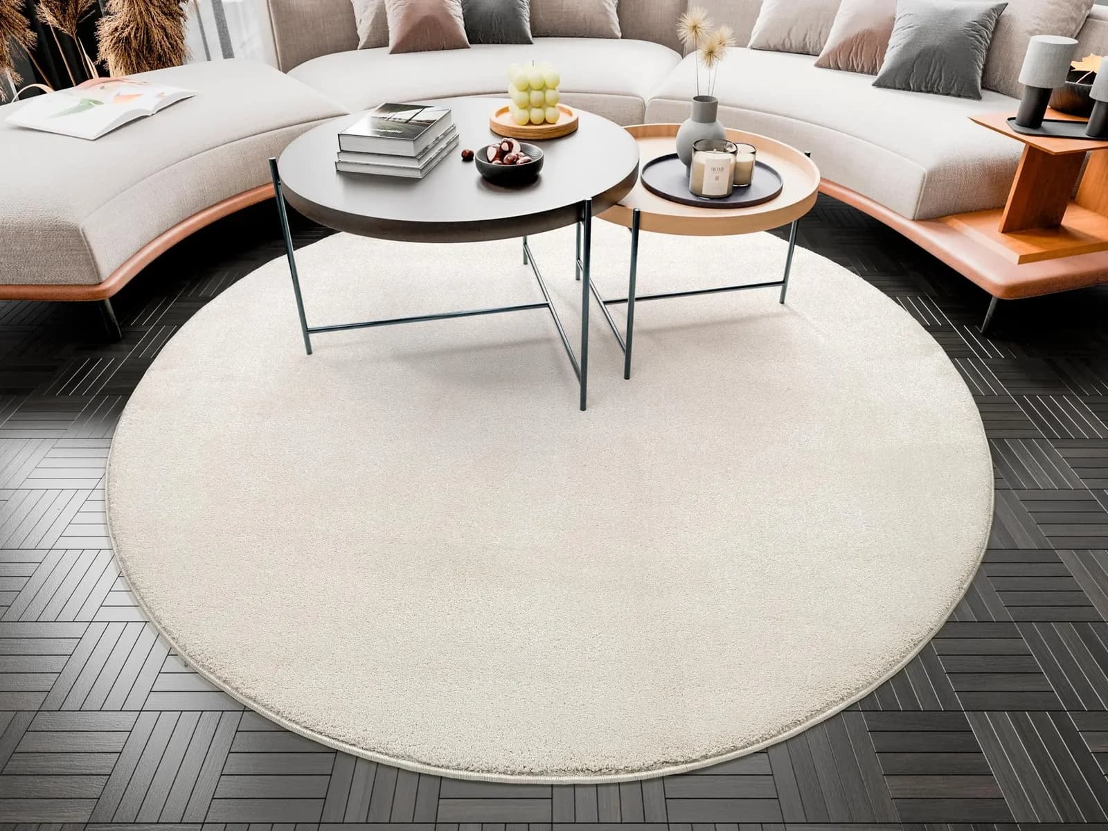 OCI Teppich Bellevue Beige Rund Hochflor Polypropylen