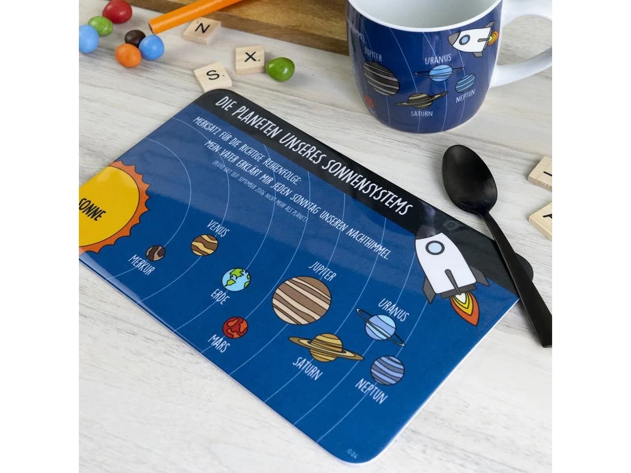 Geda Labels Frühstücksbrett Sonnensystem Melamin Dunkelblau - Bild 3