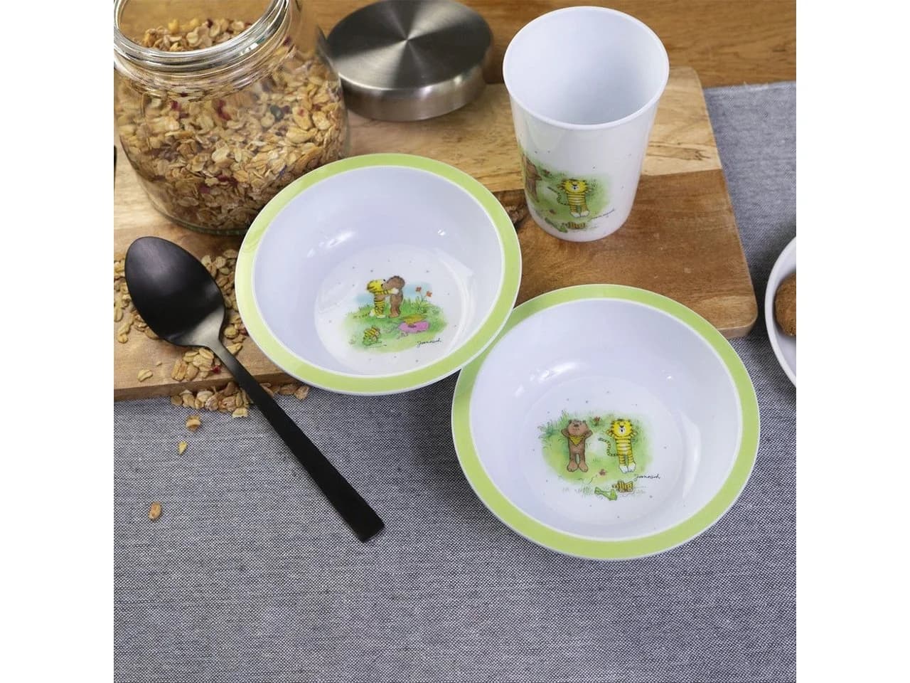 Geda Labels GmbH Kindergeschirr-Set Janosch Kids 2er Set Grün PP
