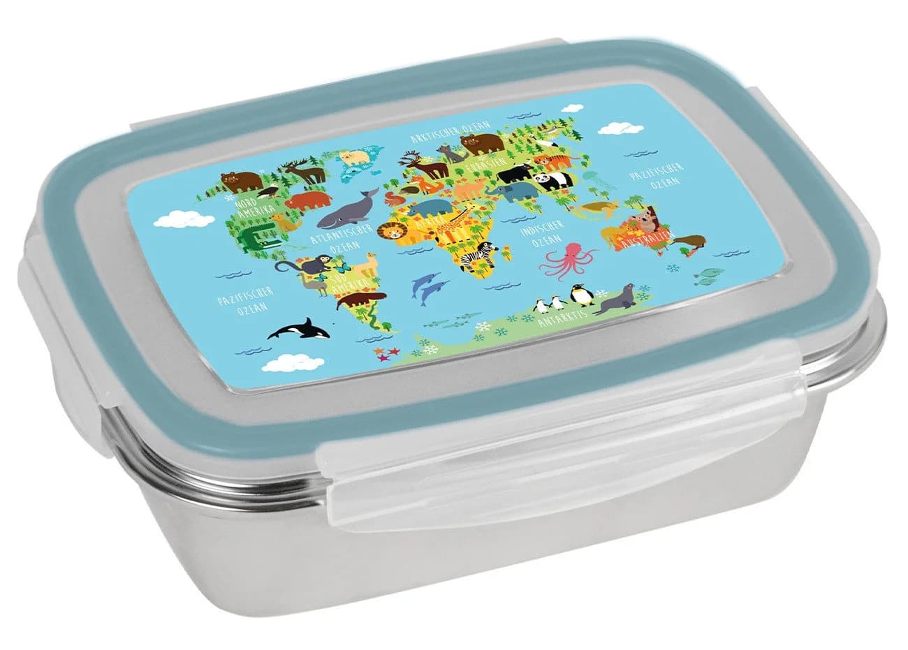 Geda Labels Edelstahl Lunchbox 850ml Hellblau mit Clipverschluss - Bild 2