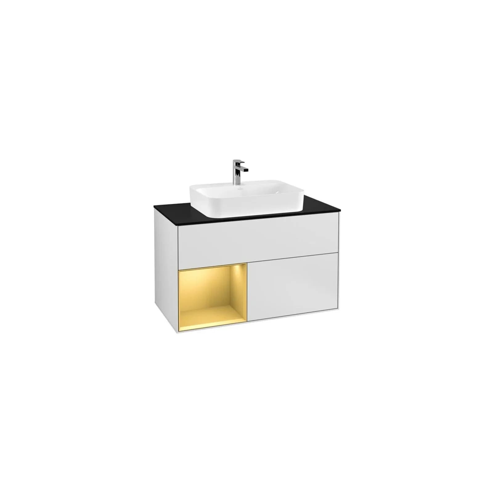 Villeroy und Boch Finion Waschtischunterschrank 100cm LED-Beleuchtung Schwarz Matt
