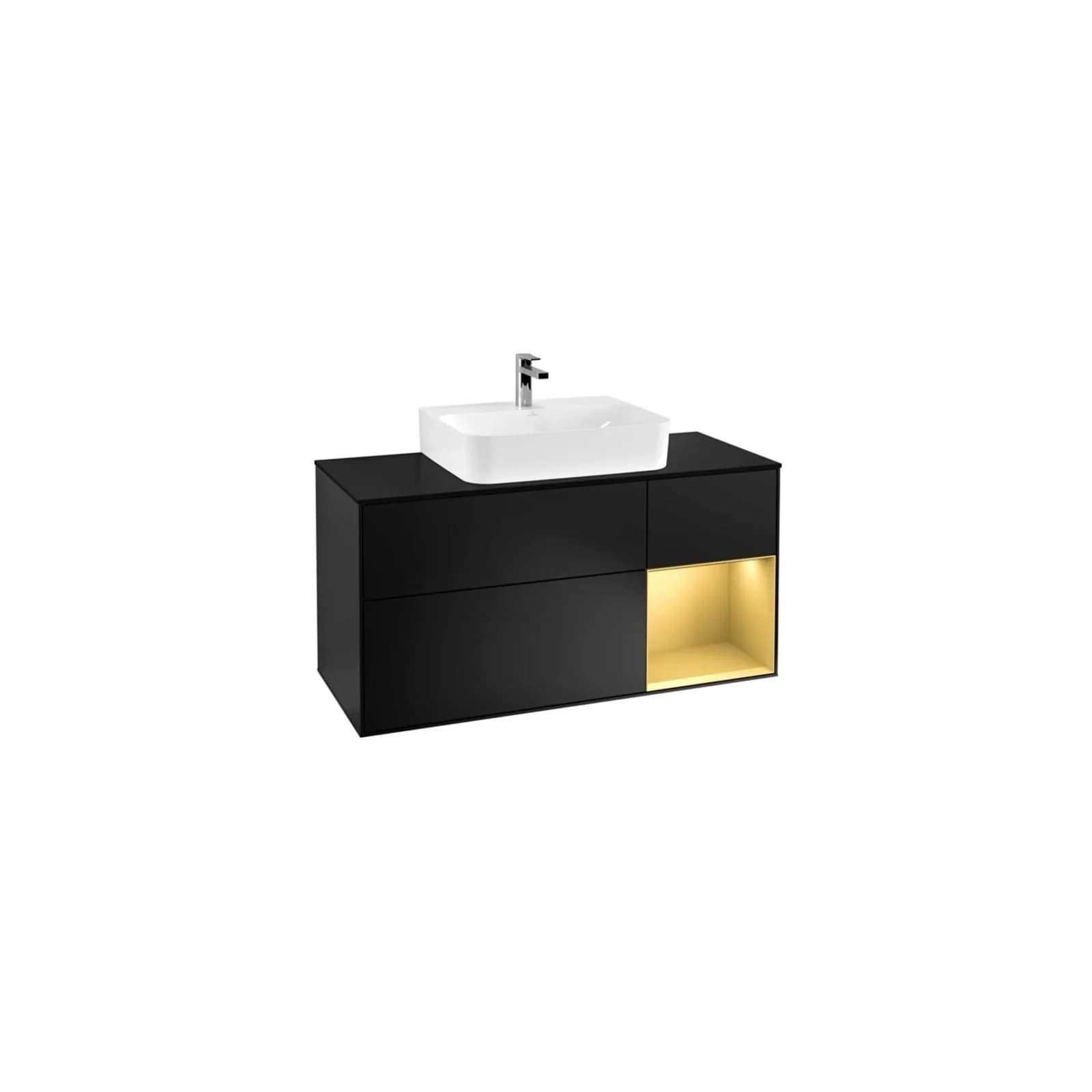 Villeroy und Boch Finion Waschtischunterschrank 120cm Black Matt Gold Matt