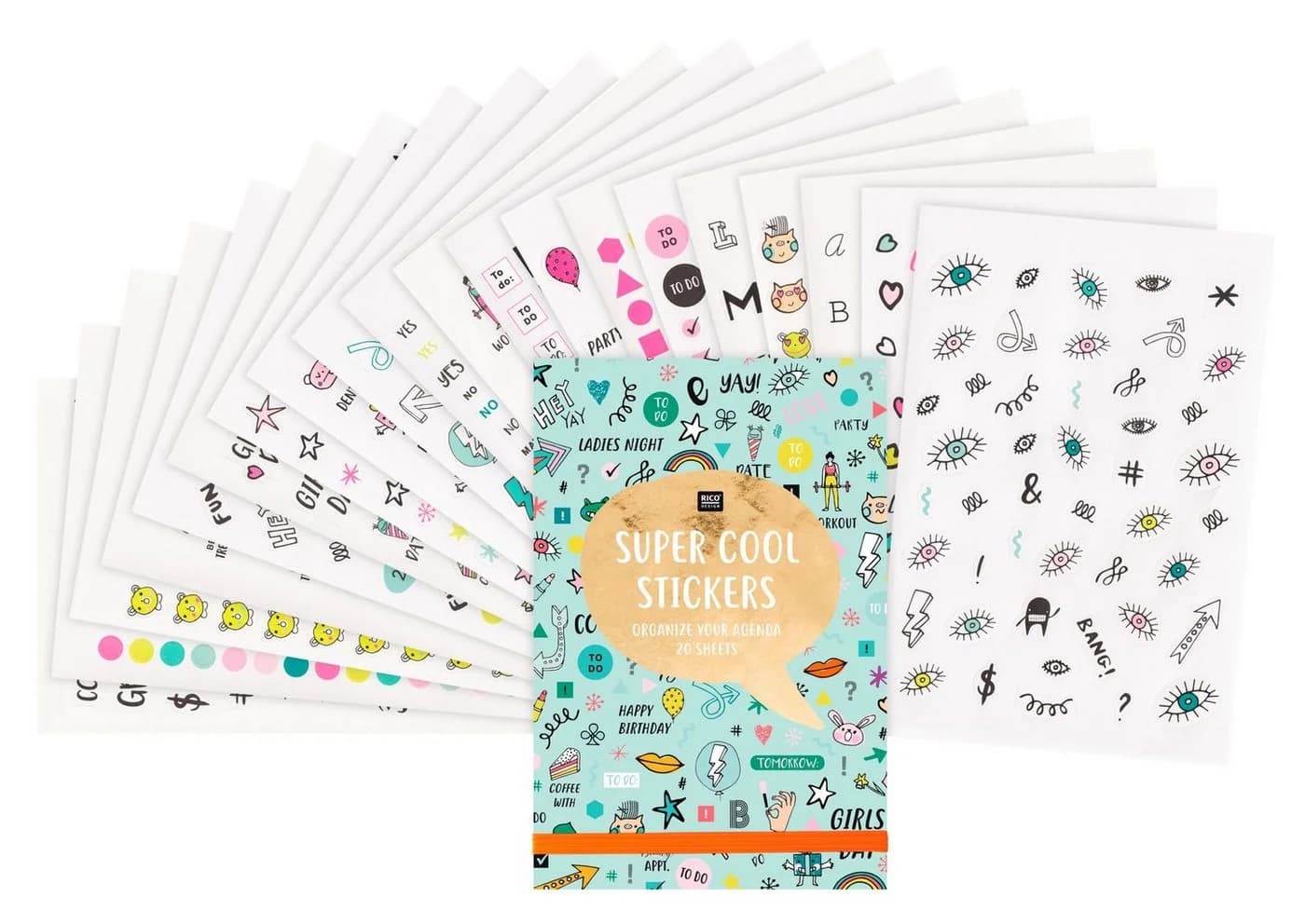Rico Design Sticker Super Cool, 20 Blatt Bunt