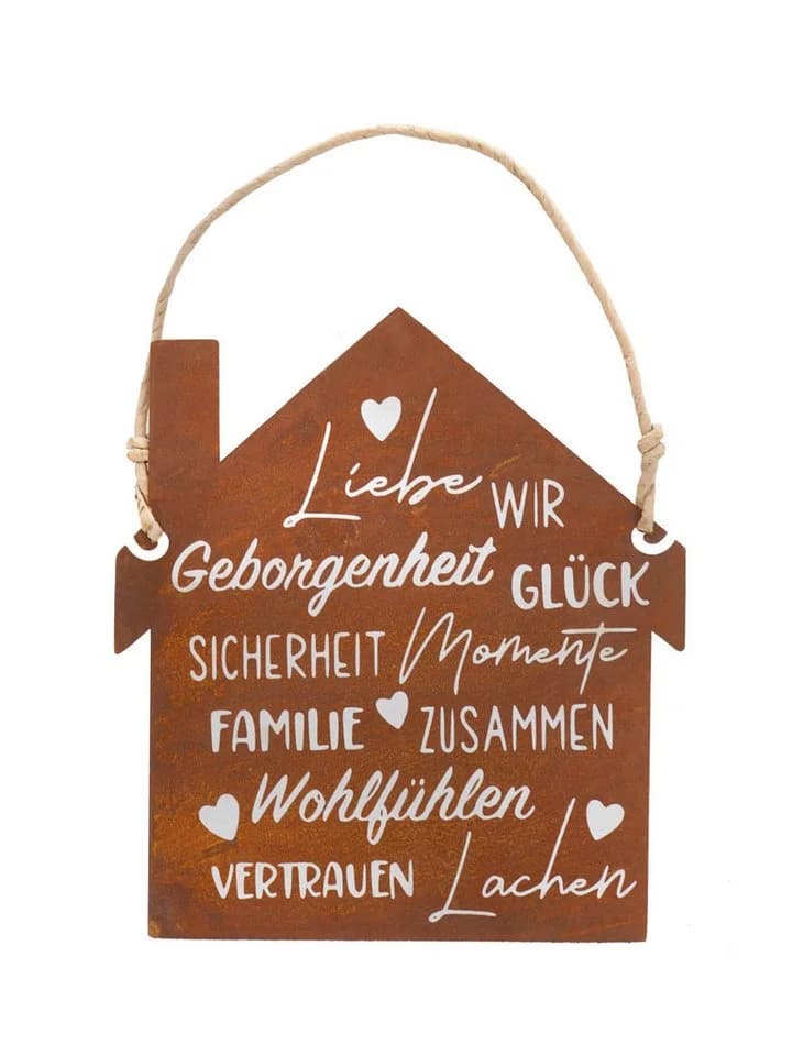 BADEKO Dekohänger Dekotafel Haus Rostbraun Gerosteter Stahl