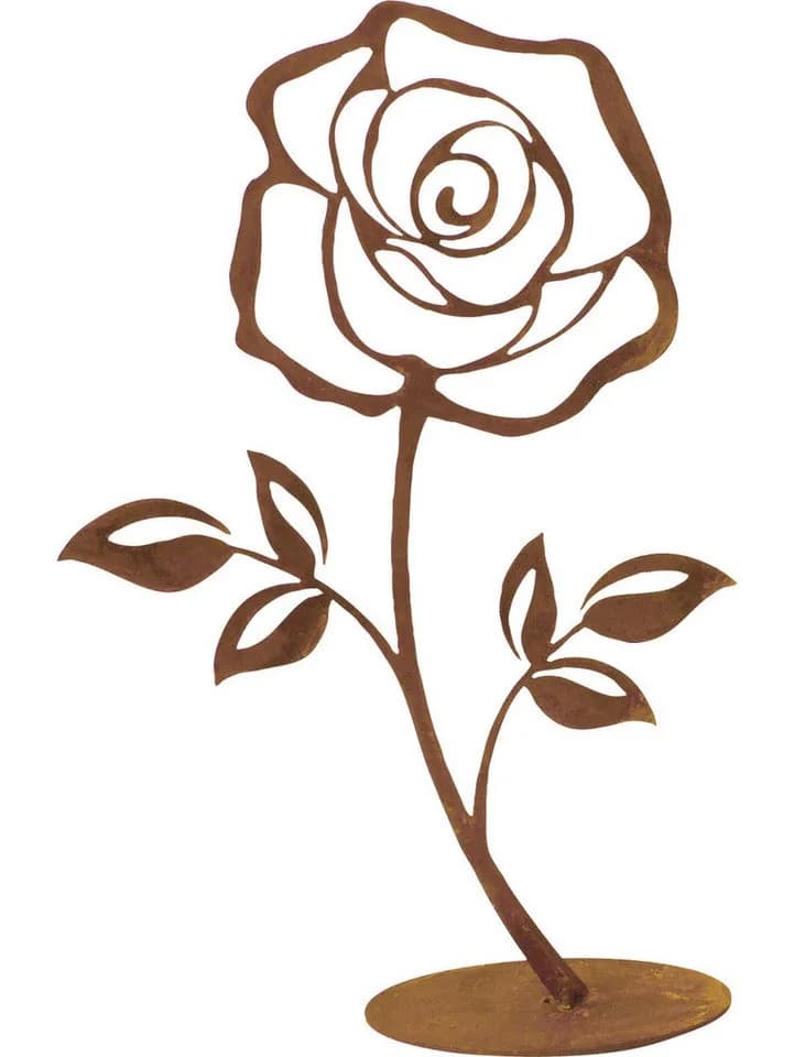 BADEKO Dekofigur Rose auf Bodenplatte 25 cm Rostbraun